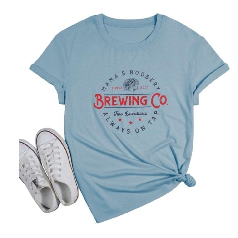 Women’s Mama's Boobery Short Shirt Brewing Breast tee Feeding Sleeve.